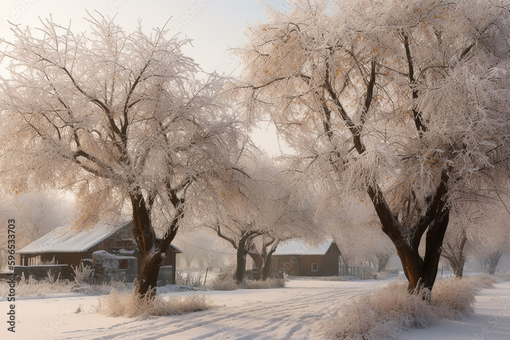 Winter is a simple village in the Alps in Winter. Added retro filter.