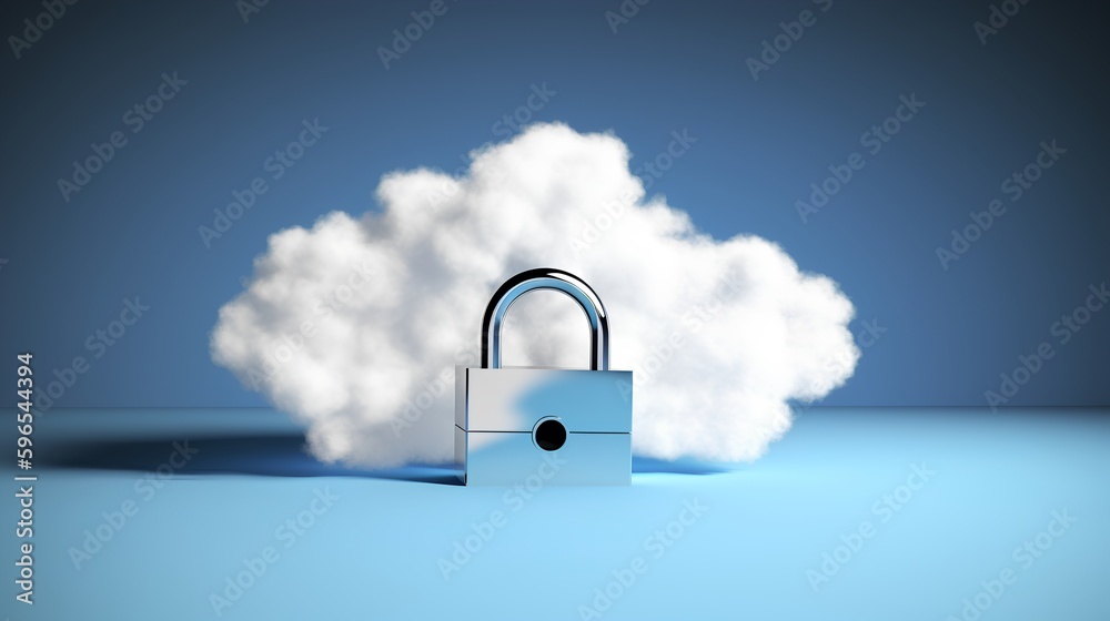 A cloud security concept image representing a secure and protected cloud computing infrastructure sy