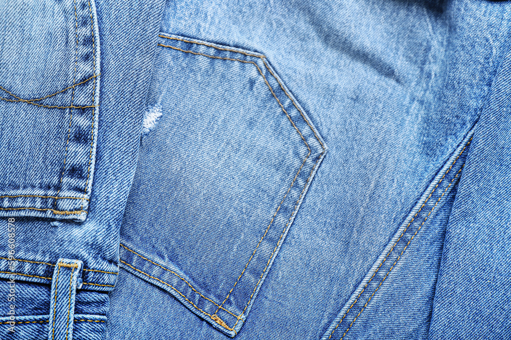 Blue jeans as background, closeup