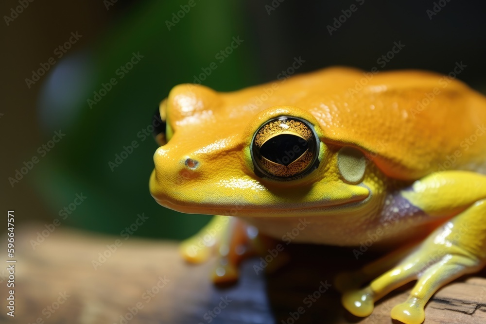 green tree frog perched on a branch. Generative AI