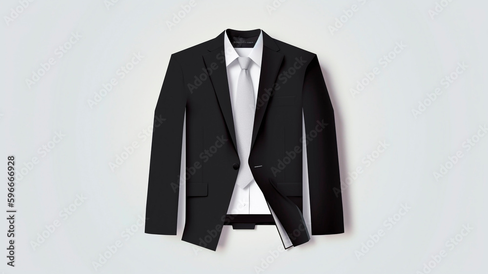 A Black suit jacket on white background. generative ai.