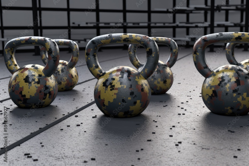 several colorful electric kettles on a wooden kitchen countertop. Generative AI