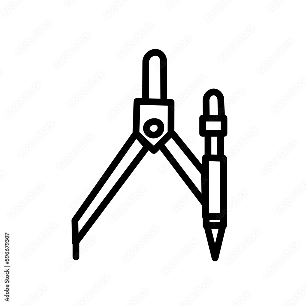 Compass for drawing circles on white background