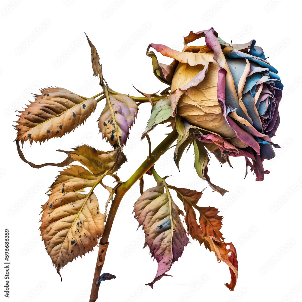 dry juliet rose on a transparant background, PNG