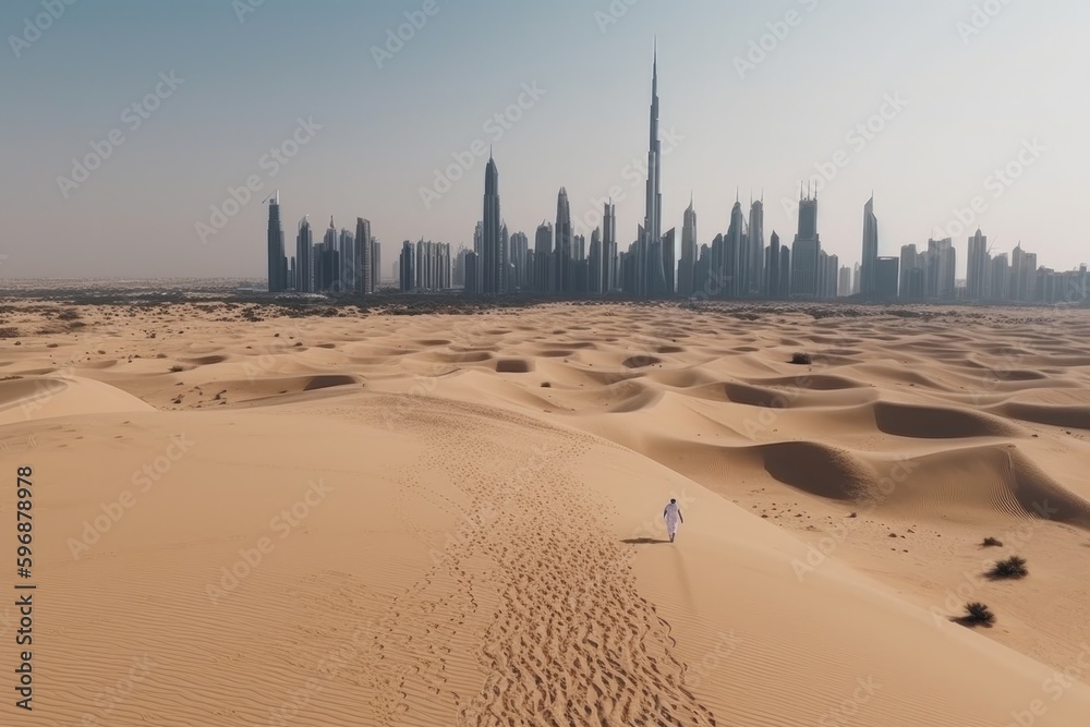 Dubai background. Illustration AI Generative.