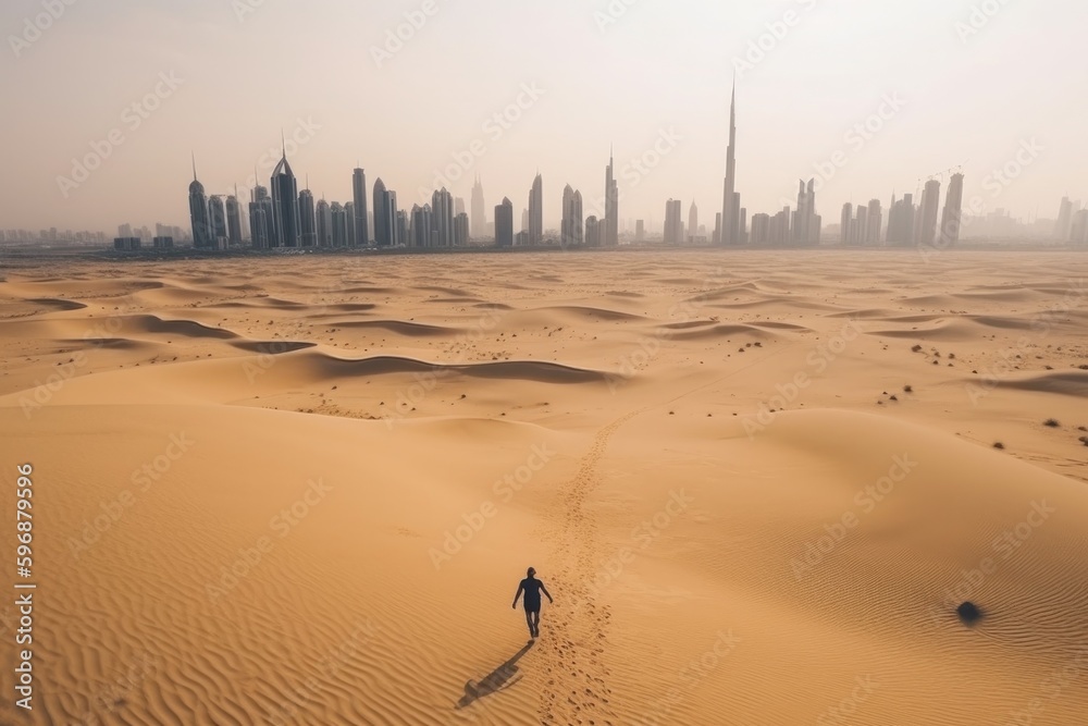 Dubai background. Illustration AI Generative.