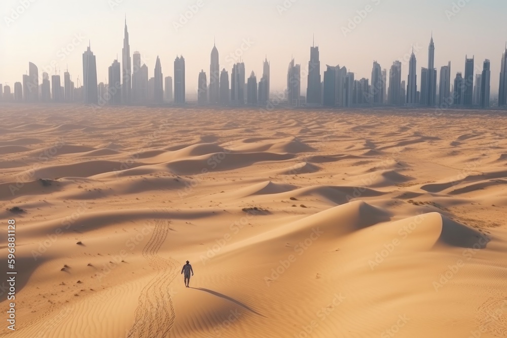 Dubai background. Illustration AI Generative.