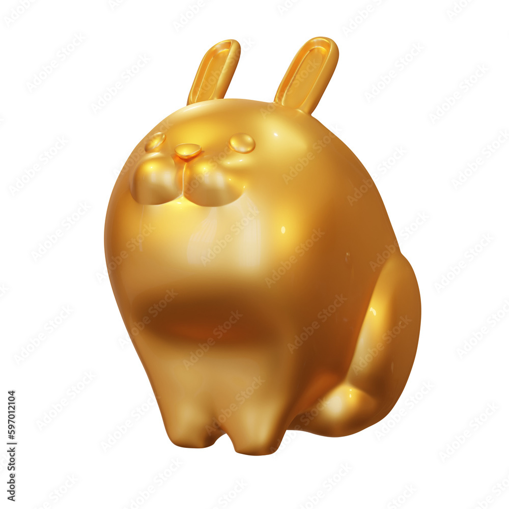 3D Golden Rabbit Statue