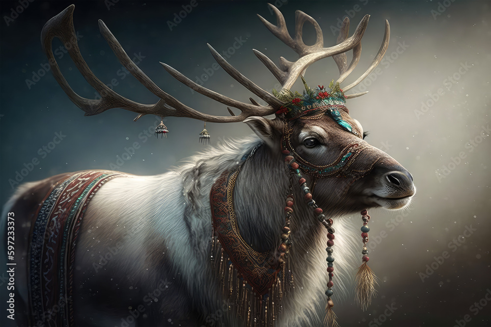 christmas reindeer in a winter