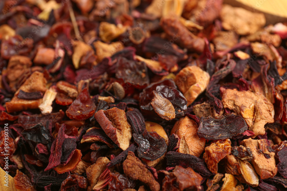 Closeup view of dried fruit tea