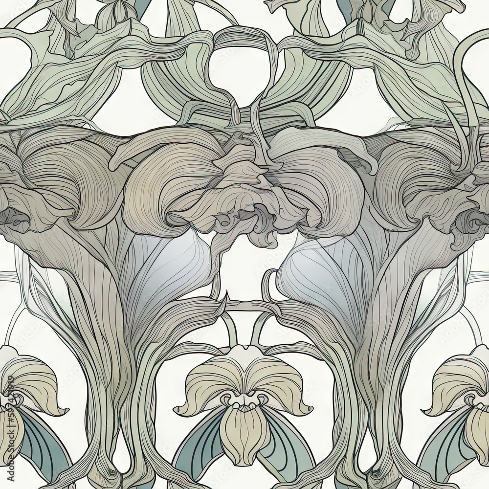 Orchid flower seamless pattern. Floral seamless background. Generative AI