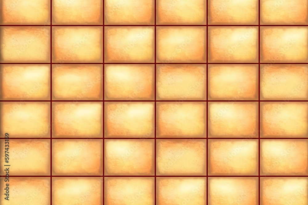 Tiled Wall with Brown and Yellow Pattern. Generative AI