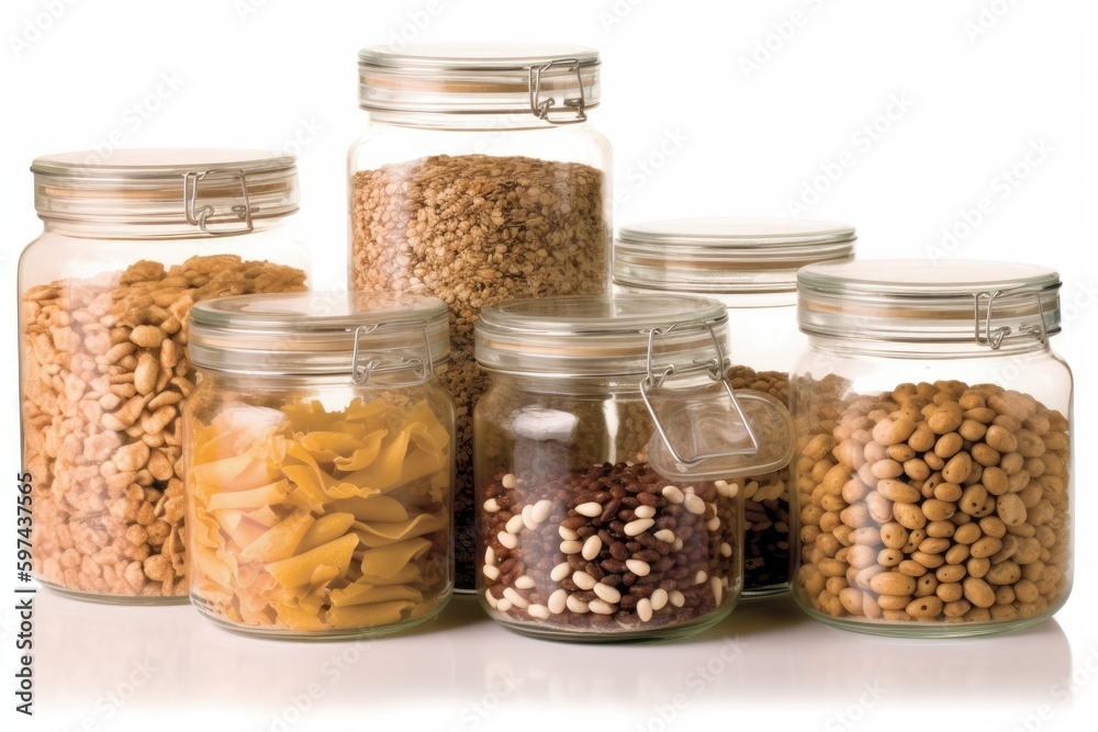 variety of preserved foods stored in jars. Generative AI