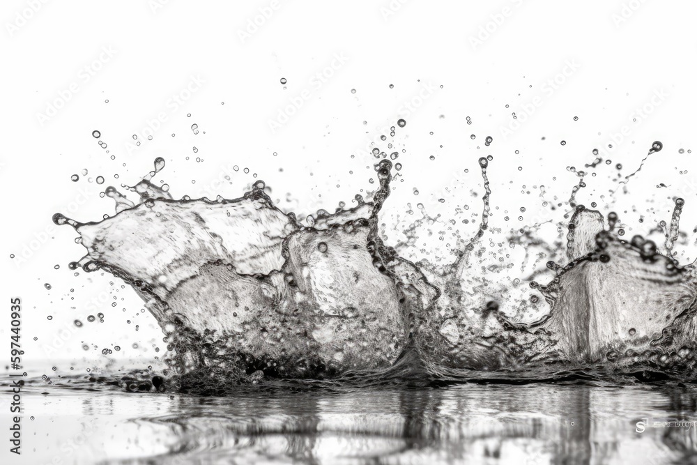 high-speed capture of a water droplet splash in black and white. Generative AI