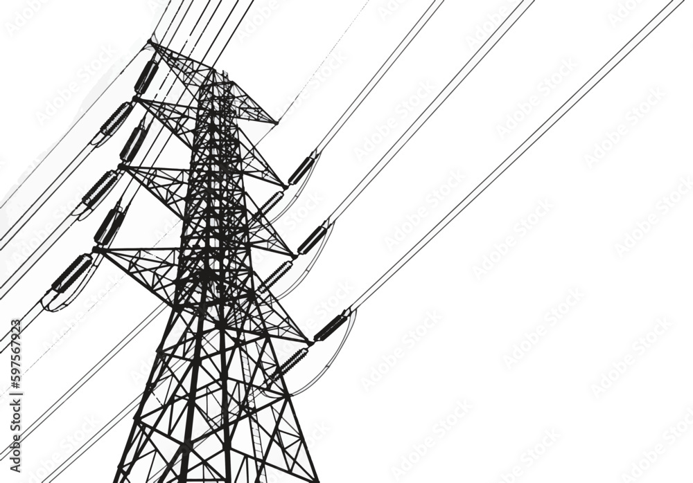 power lines isolated on white background vector illustrations .