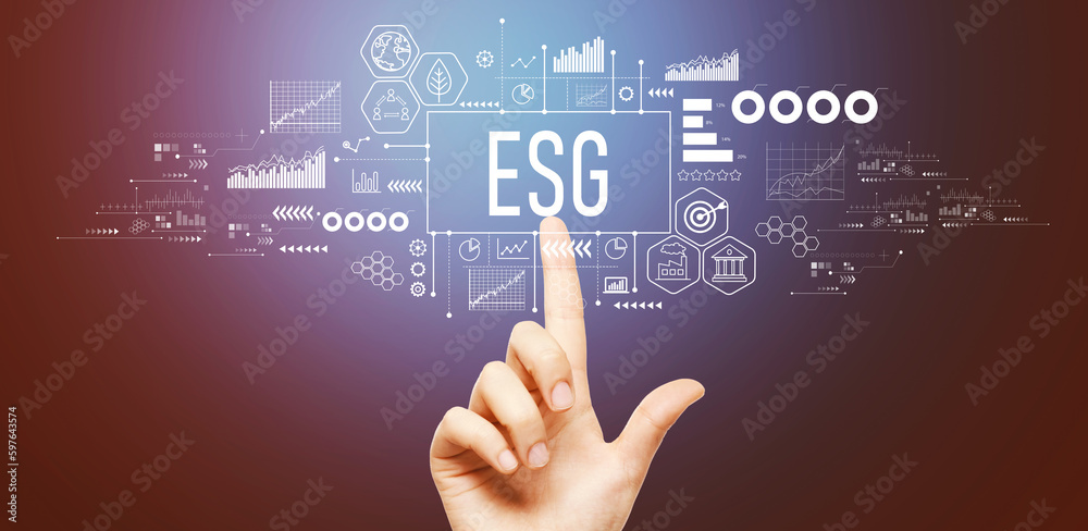 ESG theme with hand pressing a button