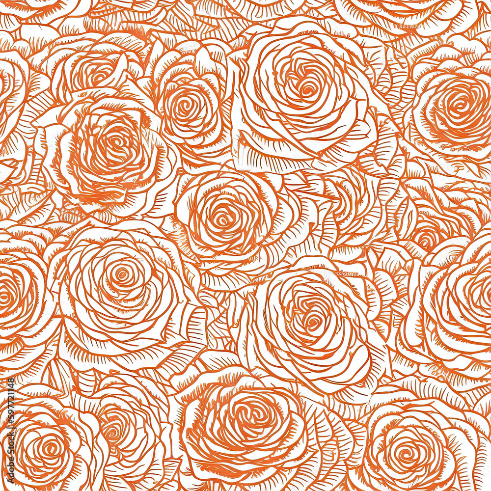 Rose flower seamless pattern. Floral seamless background. Generative AI