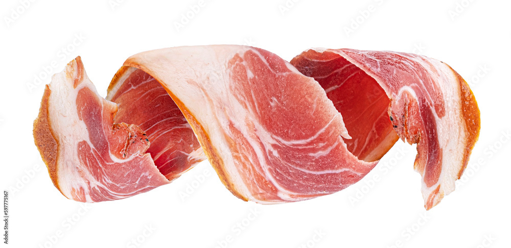 Bacon strip roll isolated on white background