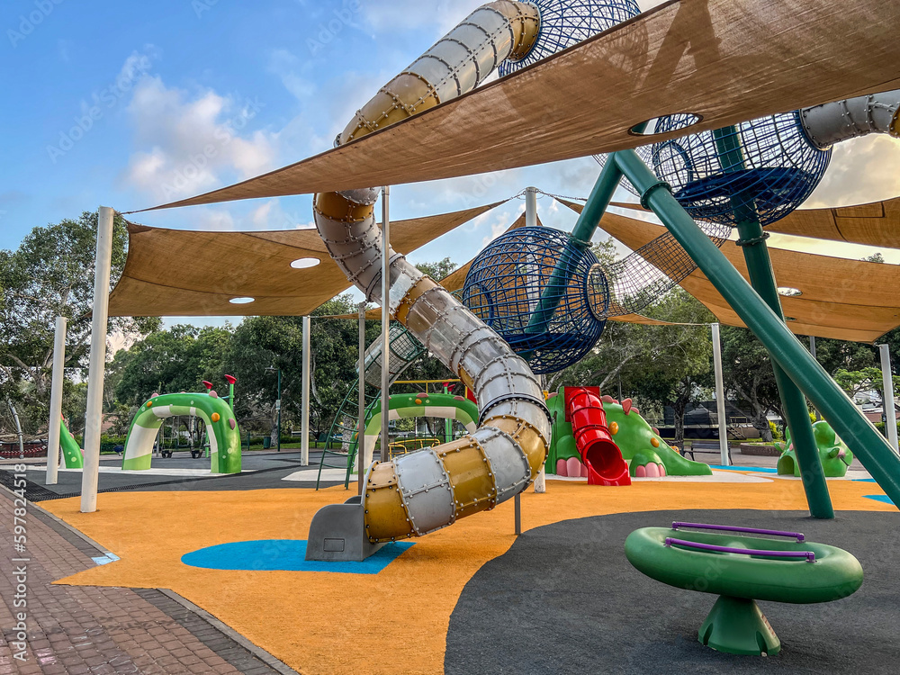 View of childrens playground with slides