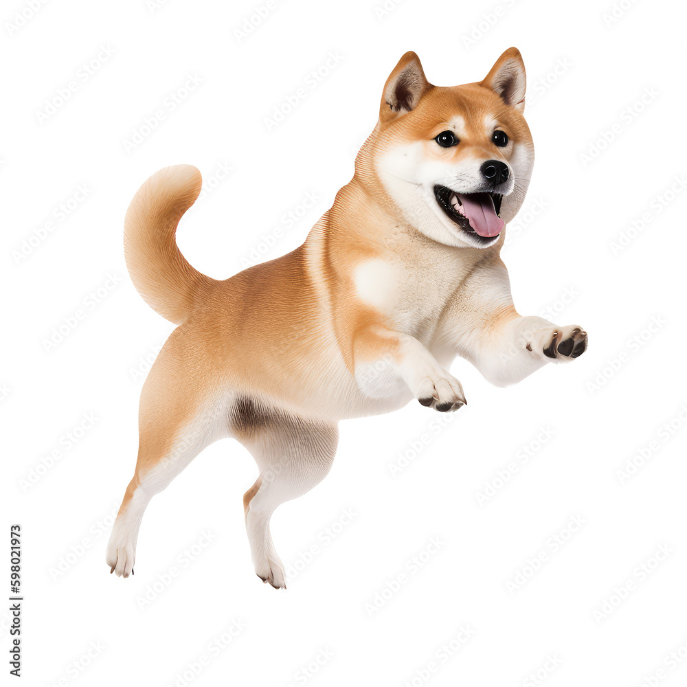 Jump shiba inu isolated on white background