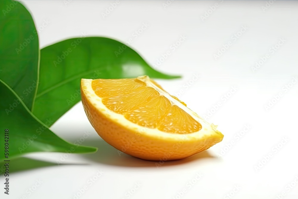 sliced orange and a green leaf. Generative AI Generative AI