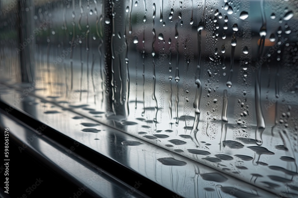 window with rain drops during a storm. Generative AI Generative AI