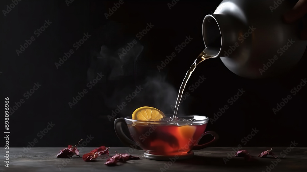 Hot tea background. Illustration AI Generative