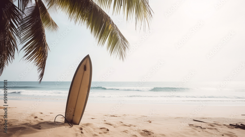 Surf board background. Illustration AI Generative.