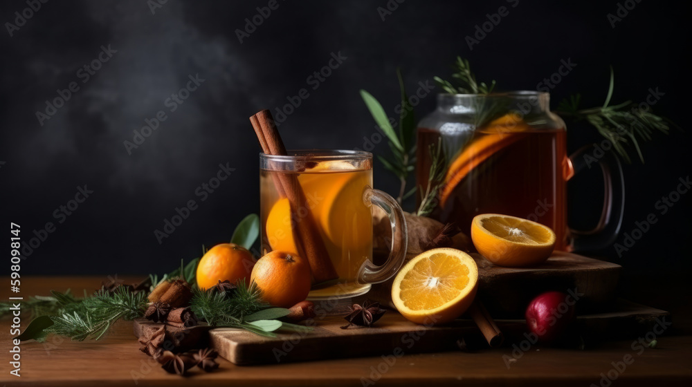 Hot tea background. Illustration AI Generative