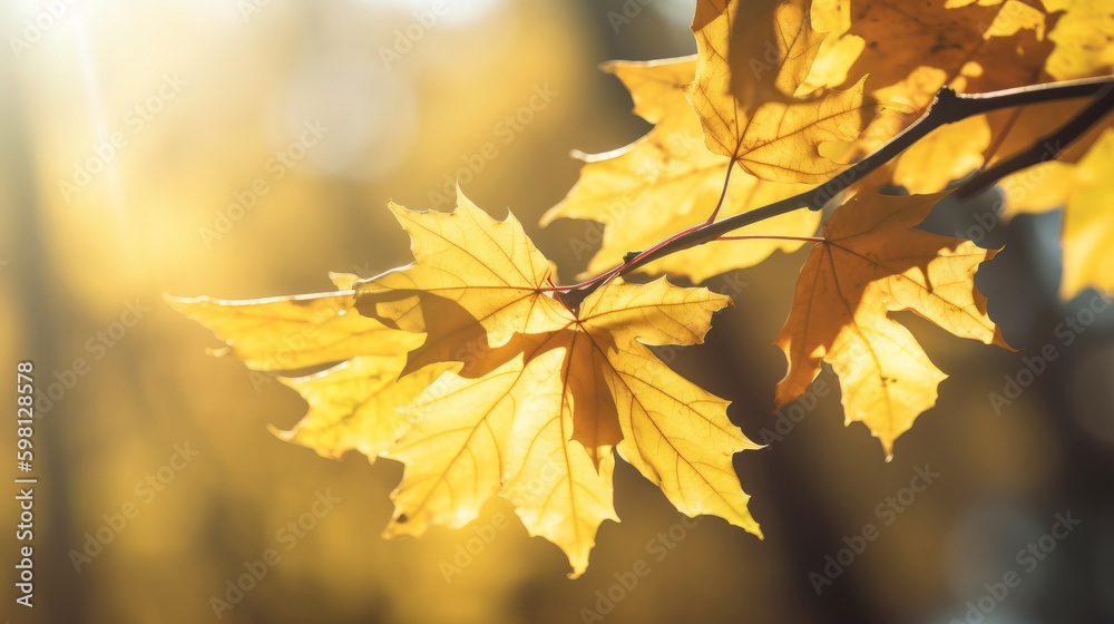 Autumn leaves background. Illustration AI Generative.