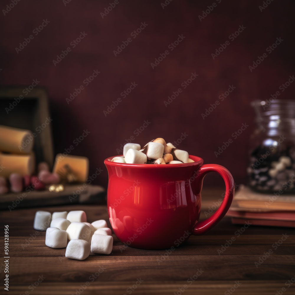 Cocoa with marshmallows Illustration AI Generative.