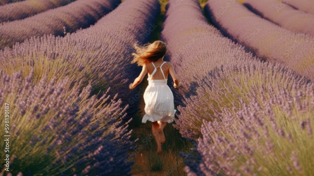 Lavender field background. Illustration AI Generative.