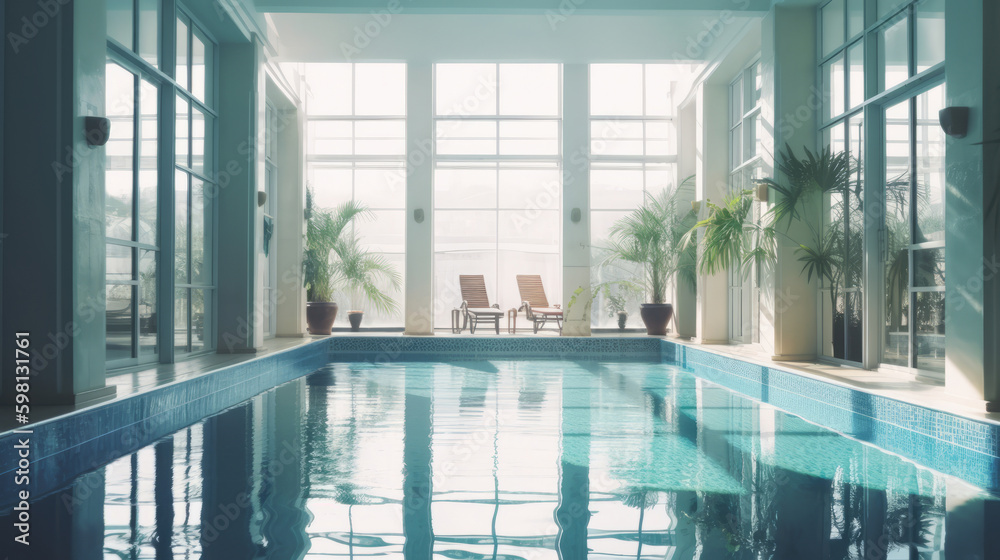 Luxury hotel pool. Illustration AI Generative.