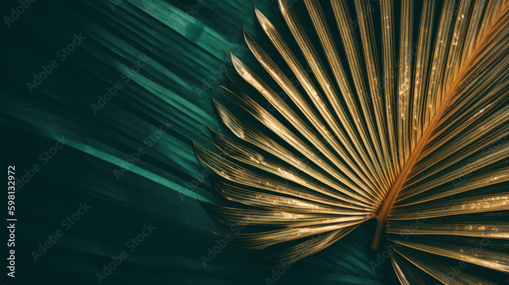 Palm leaves background. Illustration AI Generative.