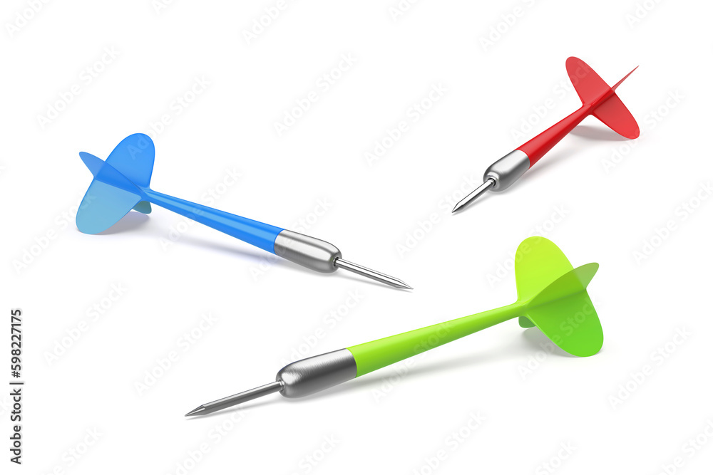 Three arrows with different colors on white background