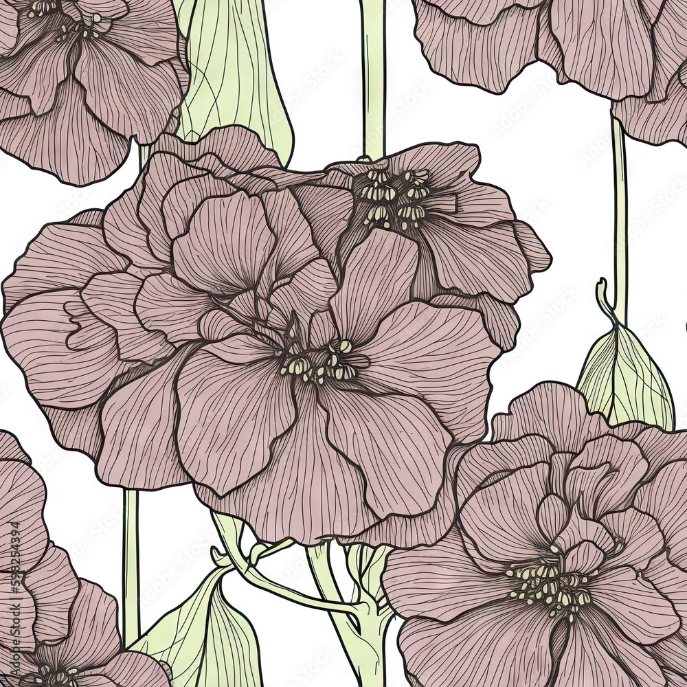 Hydrangea flower seamless pattern. Floral seamless background. Generative AI