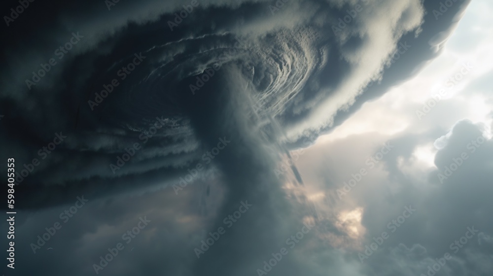 Dramatic vortex of clouds or smoke background. Vapor swirls. Generative AI