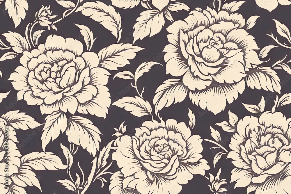 Rose flower seamless pattern. Floral seamless background. Generative AI