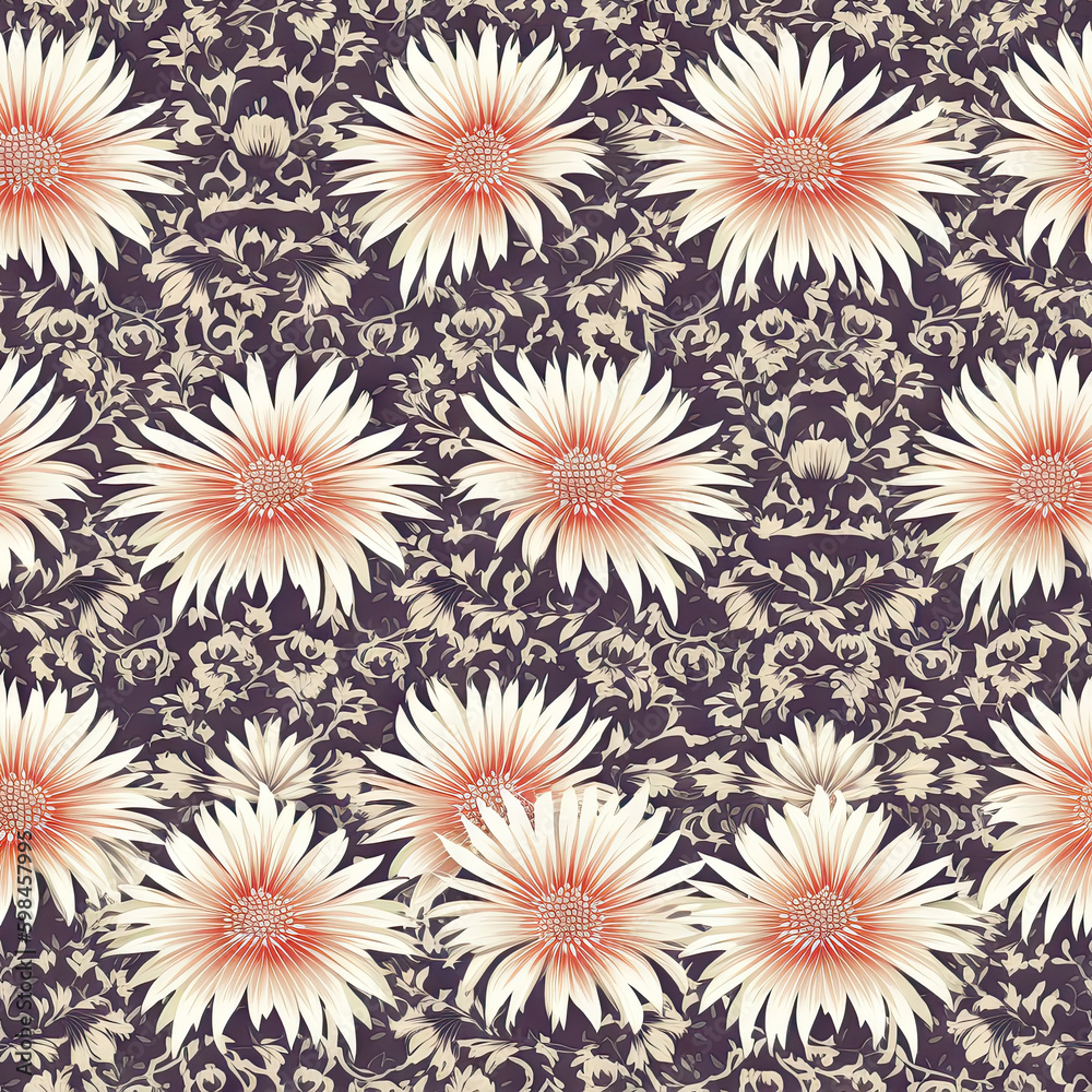 Gerbera flower seamless pattern. Floral seamless background. Generative AI