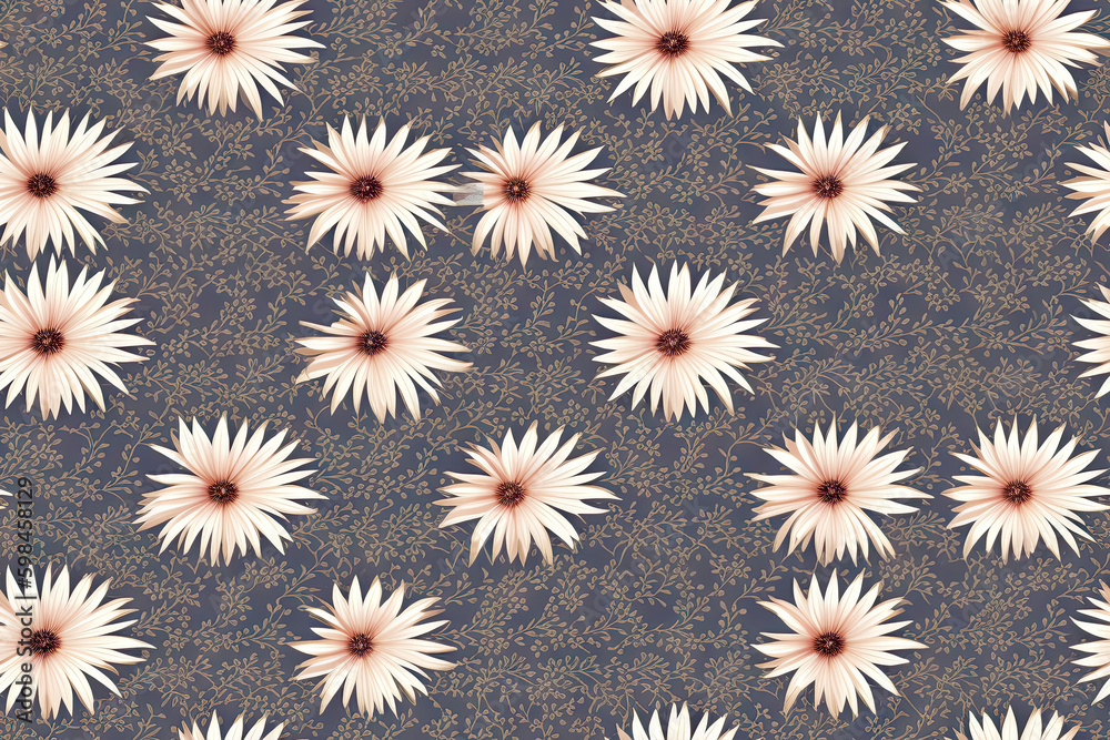 Gerbera flower seamless pattern. Floral seamless background. Generative AI