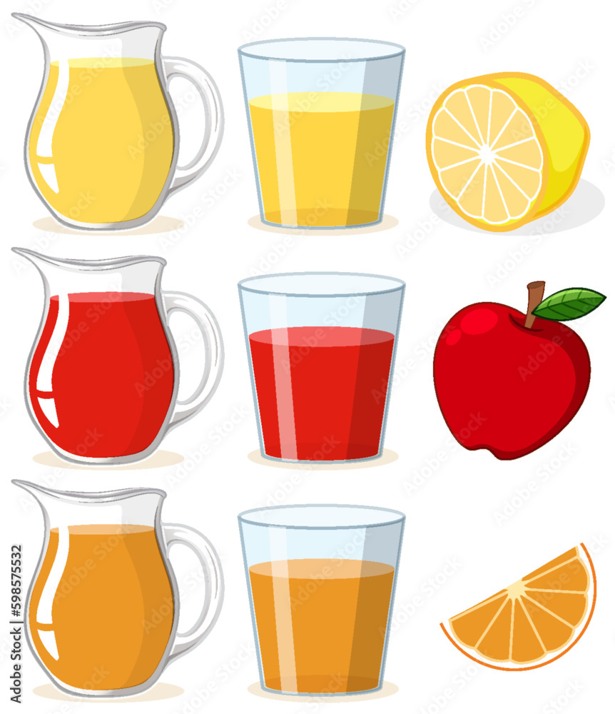 Set of fruit juice