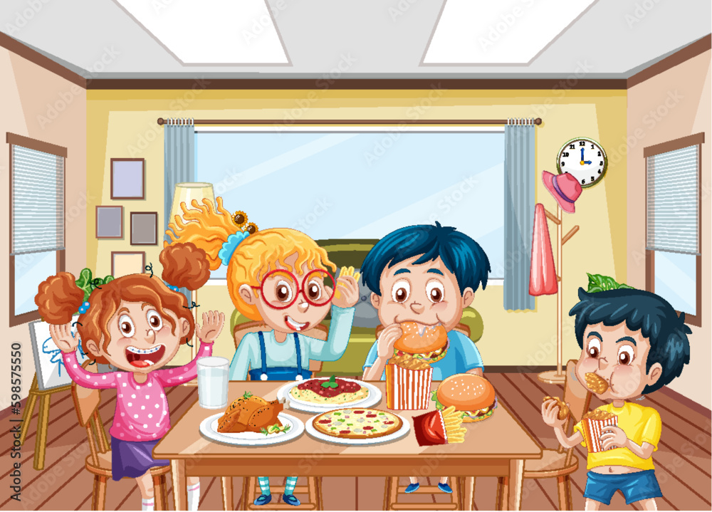 Cheerful Kids Enjoying Mealtime