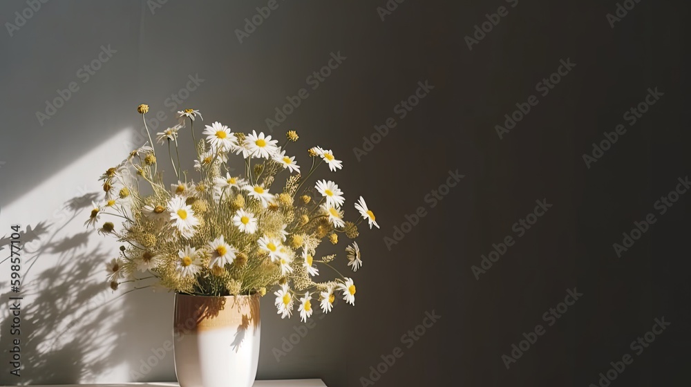 Daisy flower bouquet. Illustration AI Generative.