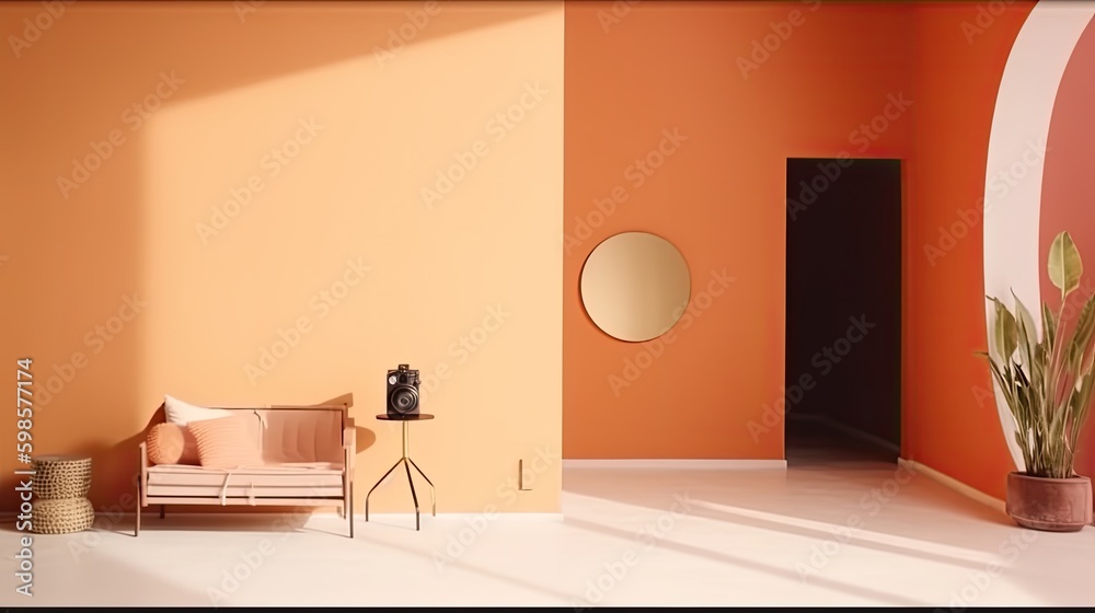 Minimal vivid interior. Illustration AI Generative.