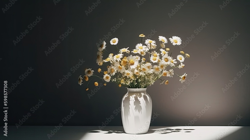 Daisy flower bouquet. Illustration AI Generative.