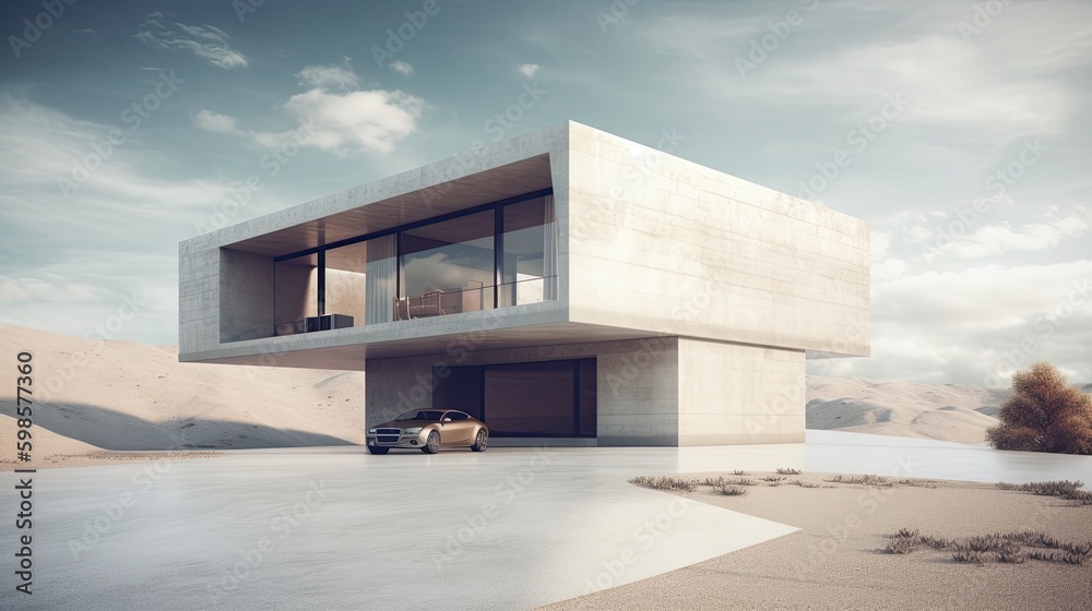 Modern villa. Illustration AI Generative.