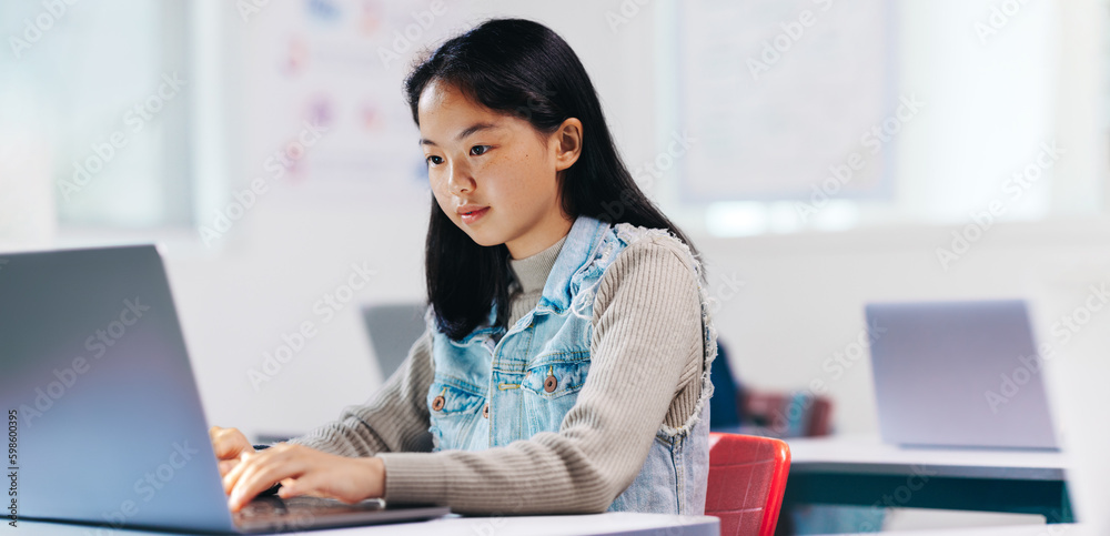 The future coder: Young student learning to programme with a laptop