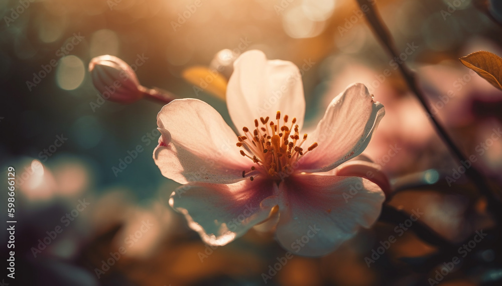 Soft focus forest meadow, wildflowers bloom generated by AI