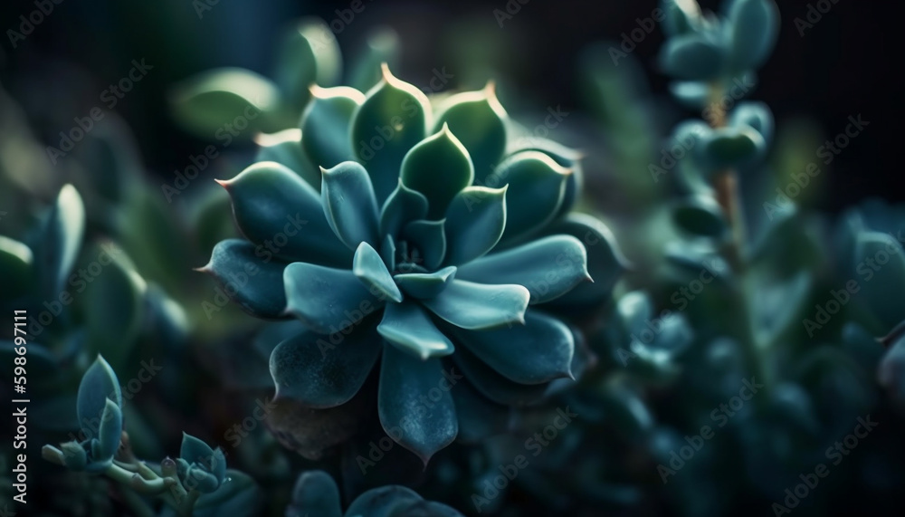 Fresh green leaf, close up of succulent plant generated by AI