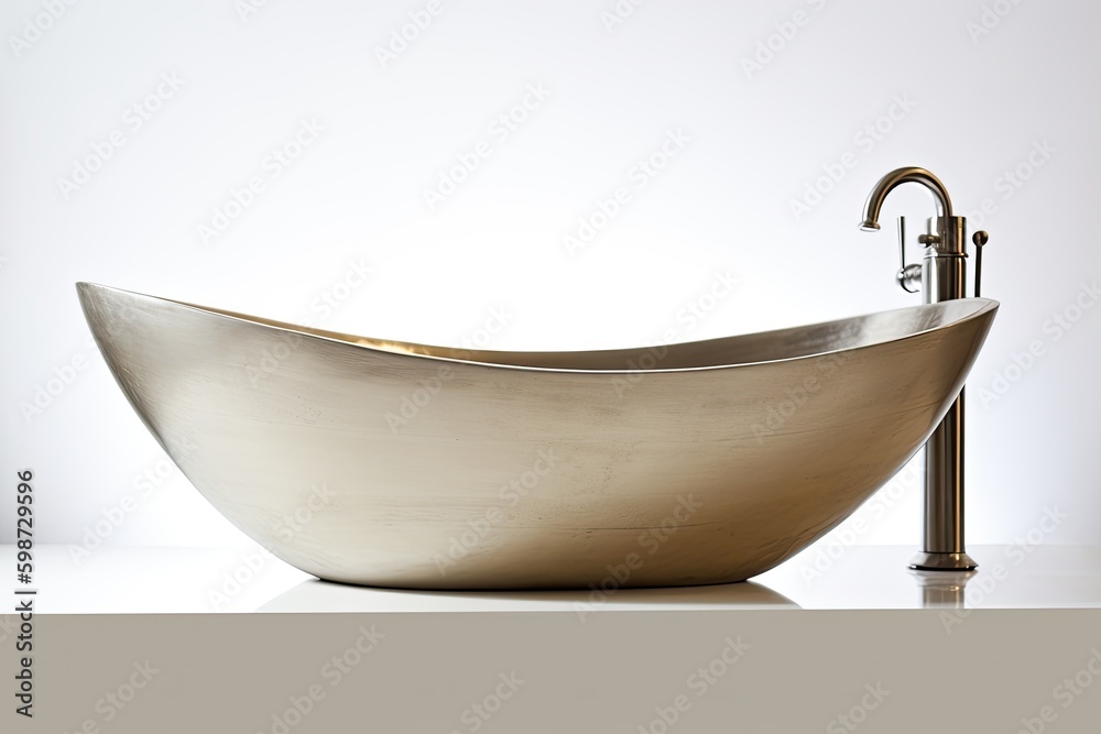 modern bathroom sink with sleek faucet and handles. Generative AI Generative AI